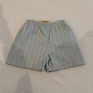 The Beaufort Bonnet Company Green and Pink Checkered Boy’s Shorts